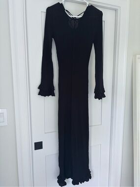 Vici Black Long Sleeve Ruffle Maxi Dress